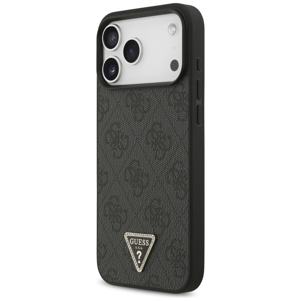 Coque MagSafe pour Apple iPhone 18 Pro Max / 17 Pro Max, Guess, 4G Triangle Strass, Noire