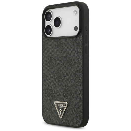 Coque MagSafe pour Apple iPhone 18 Pro Max / 17 Pro Max, Guess, 4G Triangle Strass, Noire