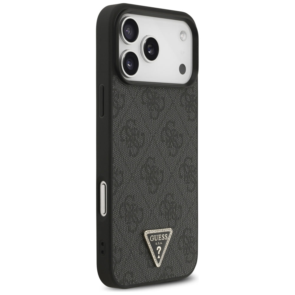 Coque MagSafe pour Apple iPhone 18 Pro Max / 17 Pro Max, Guess, 4G Triangle Strass, Noire