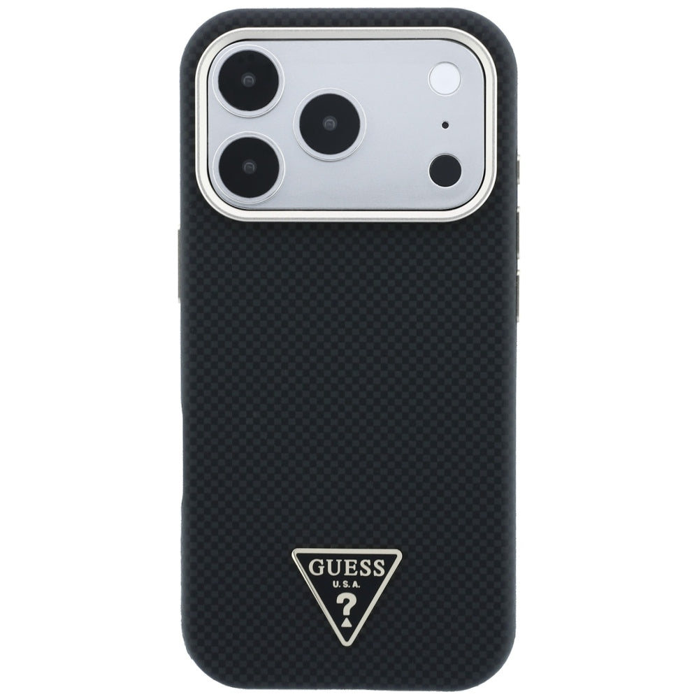 MagSafe Case for Apple iPhone 18 Pro Max / 17 Pro Max, Guess, Kevlar Triangle Logo, Black