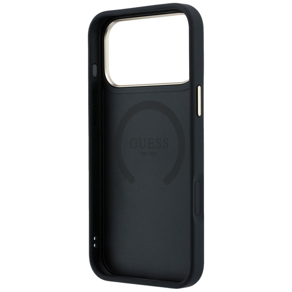 Coque MagSafe pour Apple iPhone 18 Pro Max / 17 Pro Max, Guess, Peony 4G Small Logo, Noire