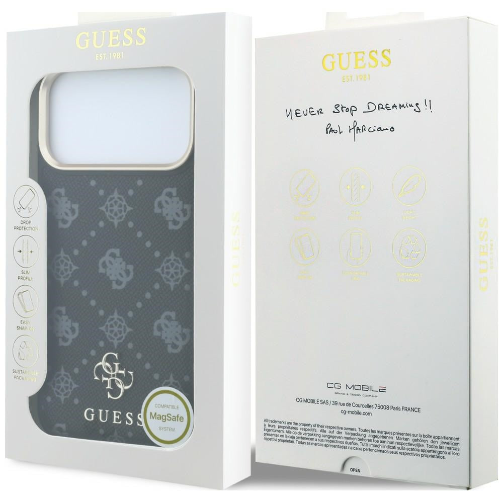 Coque MagSafe pour Apple iPhone 18 Pro Max / 17 Pro Max, Guess, Peony 4G Small Logo, Noire