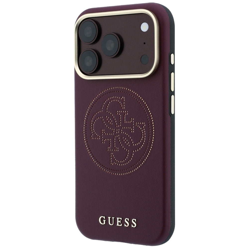 Coque MagSafe pour Apple iPhone 18 Pro Max / 17 Pro Max, Guess, Perforée 4G, Bordeaux