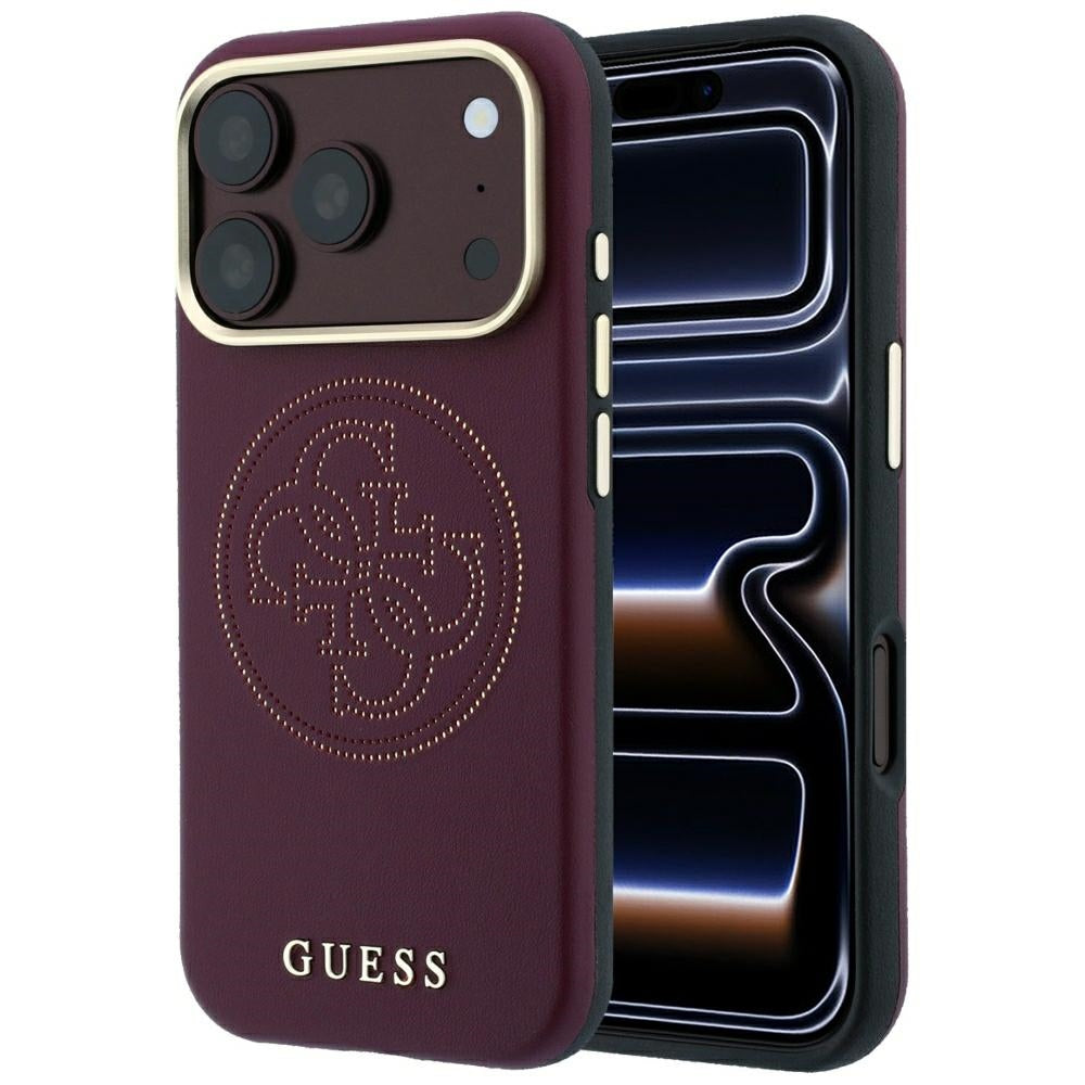 Coque MagSafe pour Apple iPhone 18 Pro Max / 17 Pro Max, Guess, Perforée 4G, Bordeaux