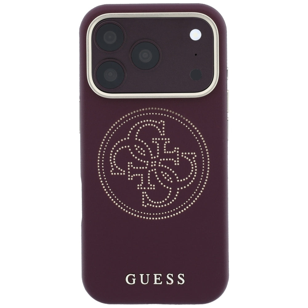 Coque MagSafe pour Apple iPhone 18 Pro Max / 17 Pro Max, Guess, Perforée 4G, Bordeaux
