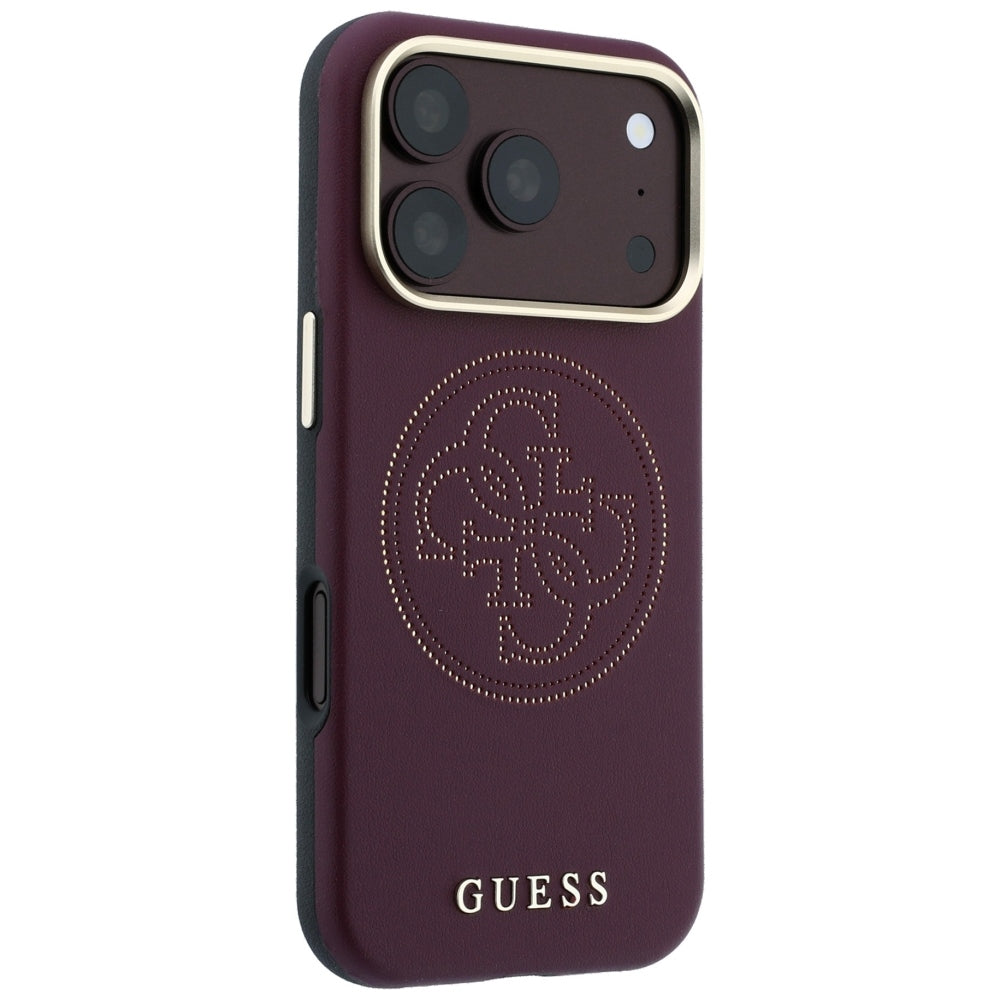 Coque MagSafe pour Apple iPhone 18 Pro Max / 17 Pro Max, Guess, Perforée 4G, Bordeaux