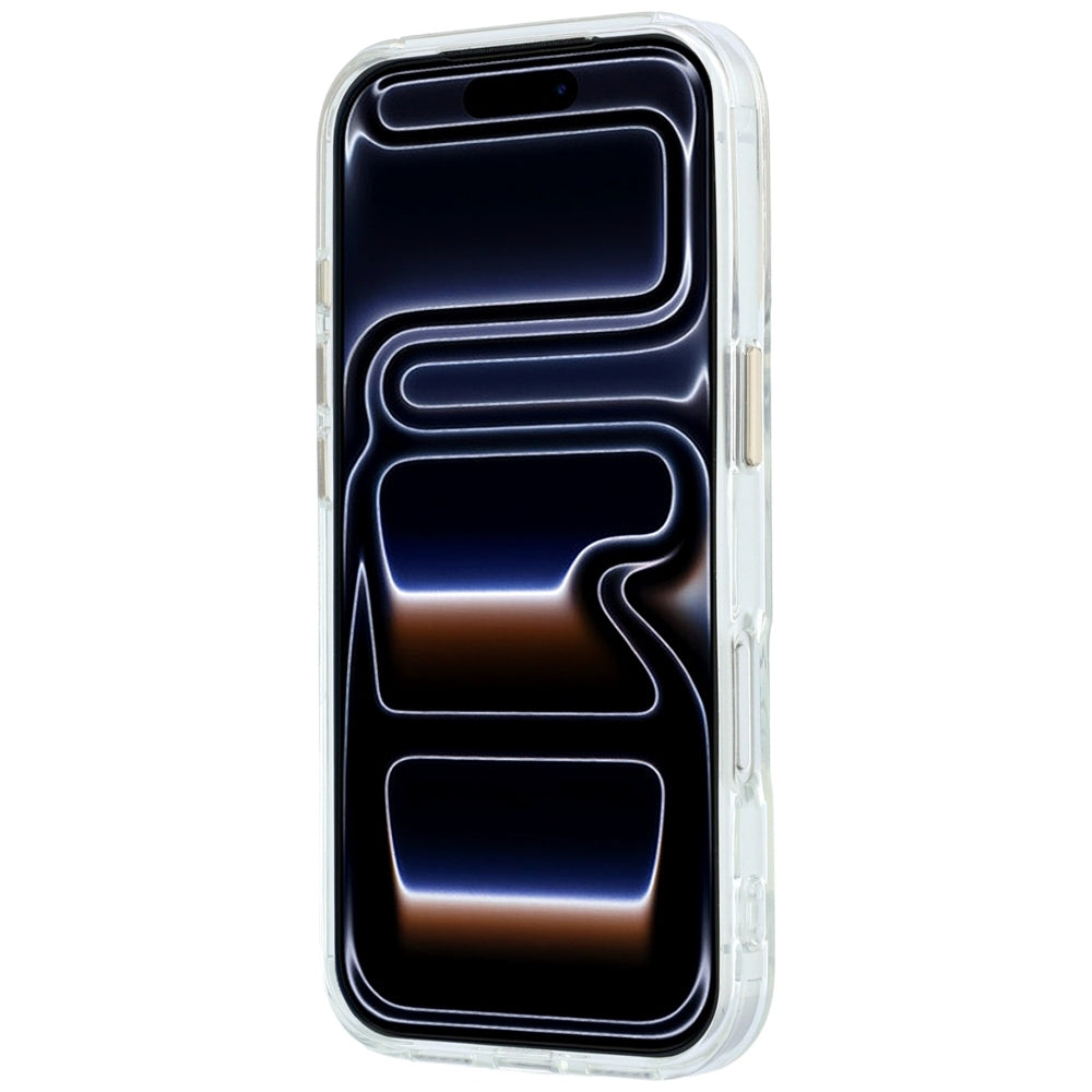 Coque MagSafe pour Apple iPhone 18 Pro Max / 17 Pro Max, Guess, Support Anneau Logo Métal Script, Transparente