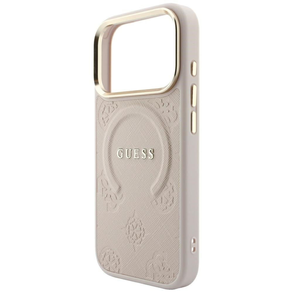 Coque MagSafe pour Apple iPhone 18 Pro Max / 17 Pro Max, Guess, Saffiano Peony Ring, Rose