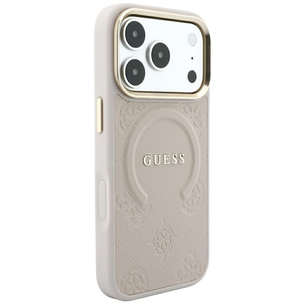 Coque MagSafe pour Apple iPhone 18 Pro Max / 17 Pro Max, Guess, Saffiano Peony Ring, Rose