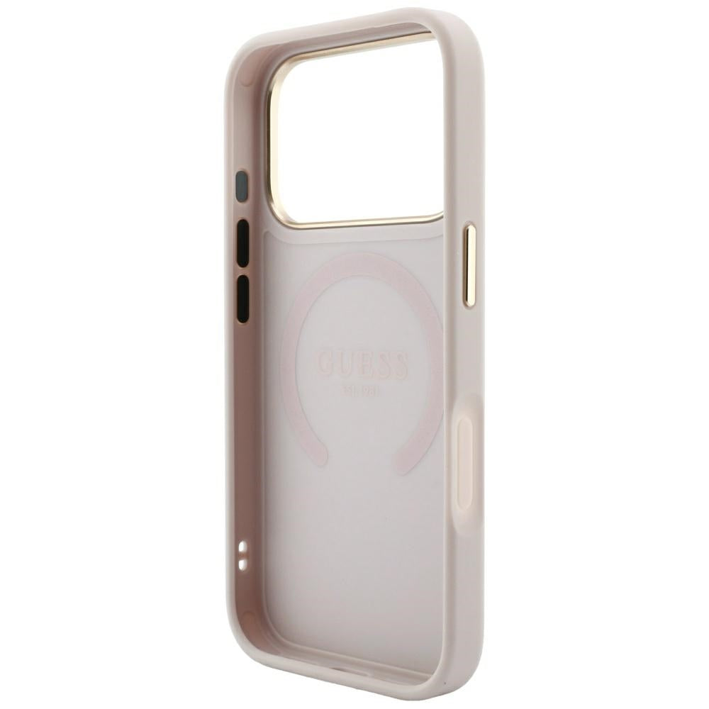 Coque MagSafe pour Apple iPhone 18 Pro Max / 17 Pro Max, Guess, Saffiano Peony Ring, Rose
