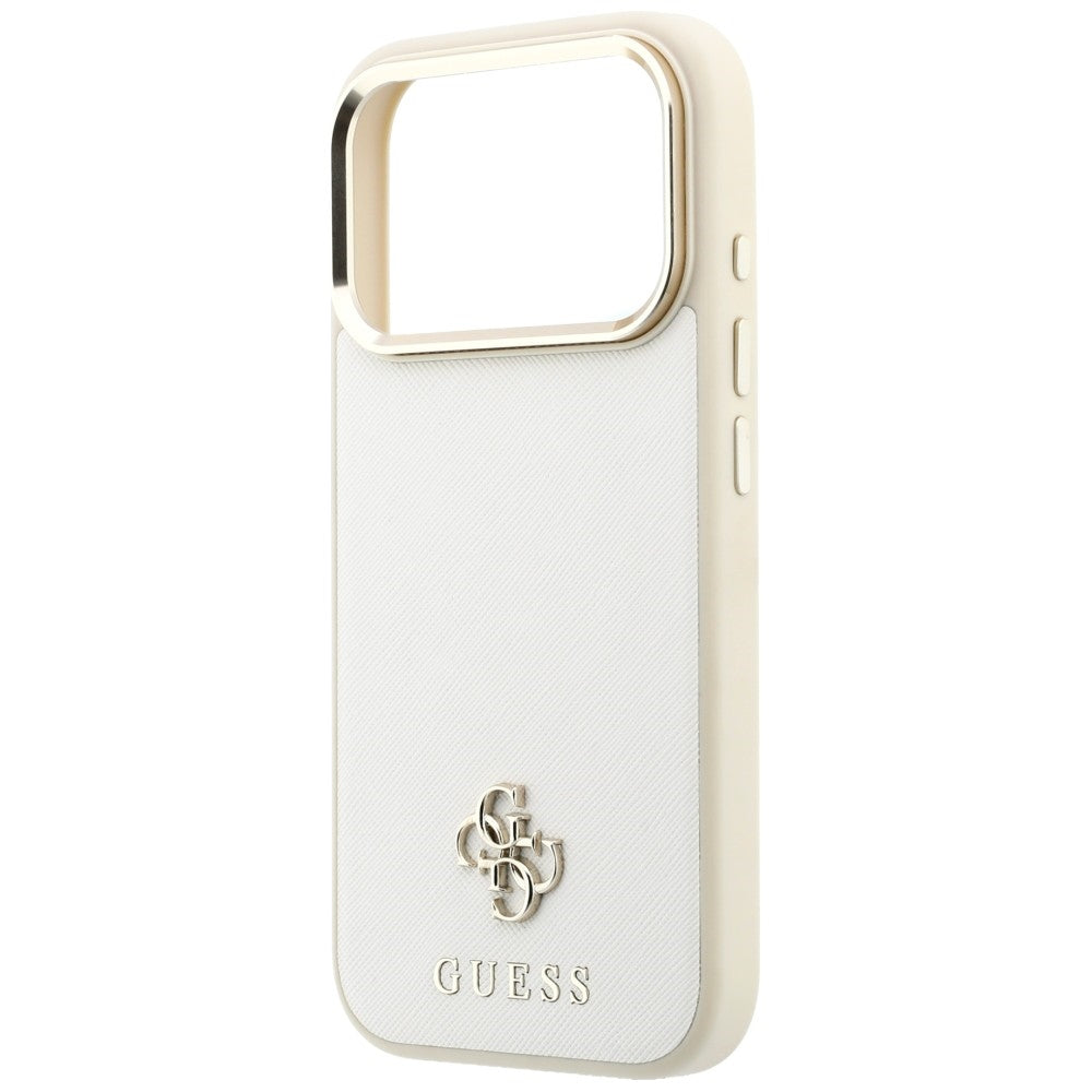 Coque MagSafe pour Apple iPhone 18 Pro Max / 17 Pro Max, Guess, Saffiano Small 4G Classic, Beige