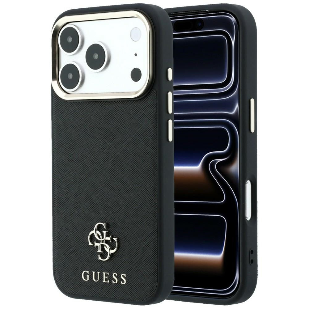 Coque MagSafe pour Apple iPhone 18 Pro Max / 17 Pro Max, Guess, Saffiano Small 4G Classic, Noire