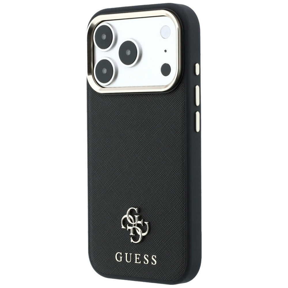 Coque MagSafe pour Apple iPhone 18 Pro Max / 17 Pro Max, Guess, Saffiano Small 4G Classic, Noire