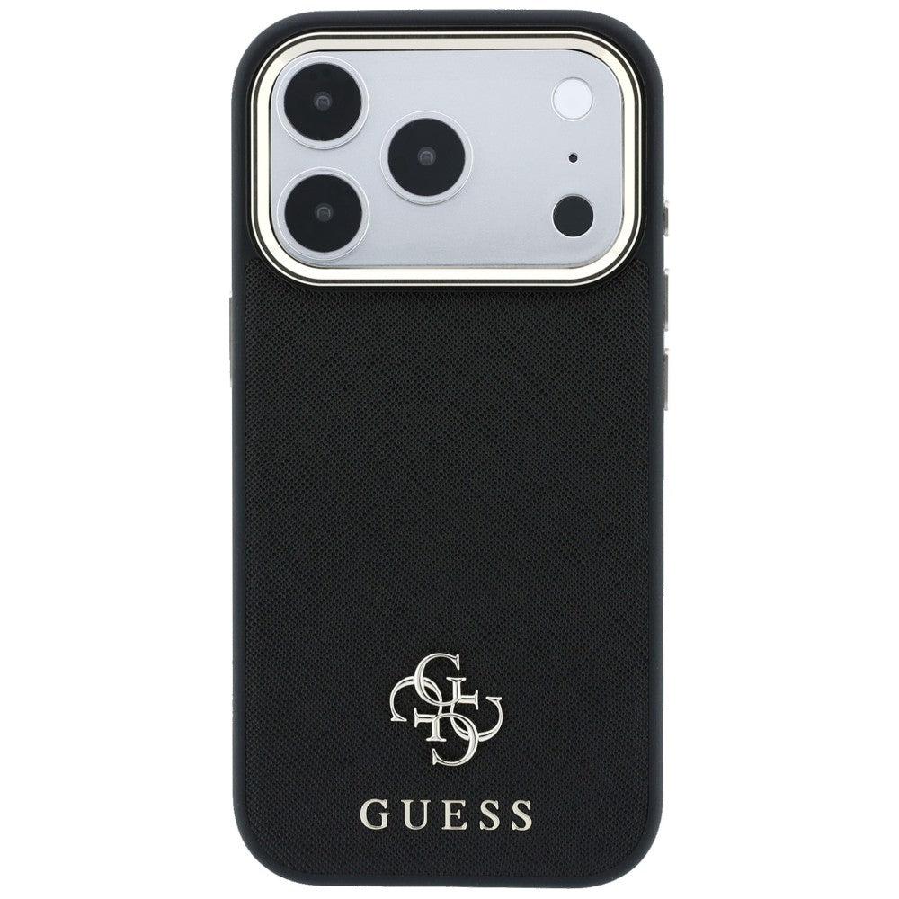 Coque MagSafe pour Apple iPhone 18 Pro Max / 17 Pro Max, Guess, Saffiano Small 4G Classic, Noire