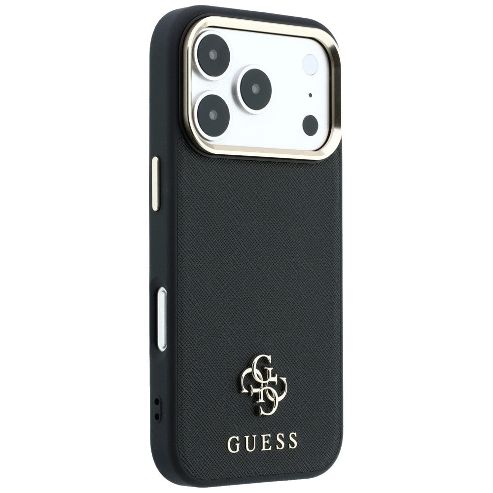Coque MagSafe pour Apple iPhone 18 Pro Max / 17 Pro Max, Guess, Saffiano Small 4G Classic, Noire