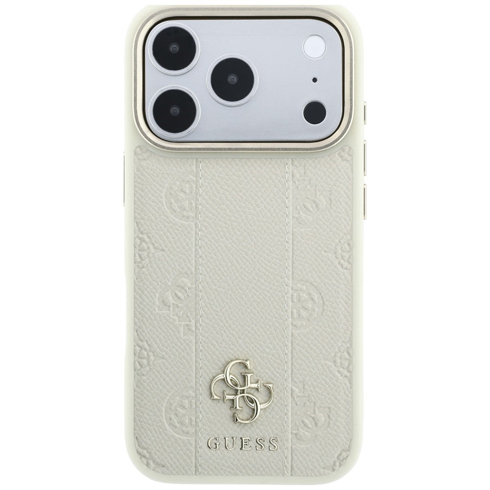 Coque MagSafe pour Apple iPhone 18 Pro Max / 17 Pro Max, Guess, Stripe Peony 4G, Beige
