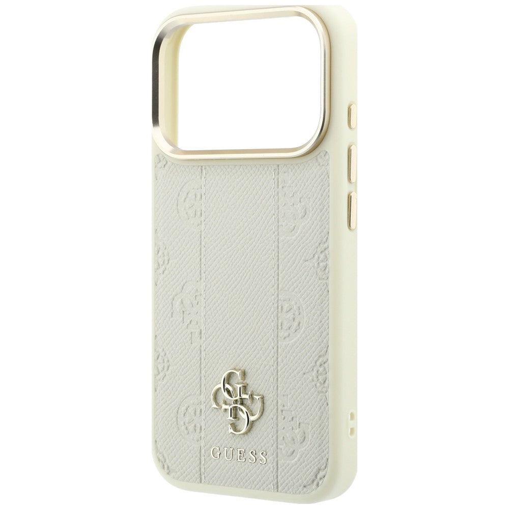Coque MagSafe pour Apple iPhone 18 Pro Max / 17 Pro Max, Guess, Stripe Peony 4G, Beige