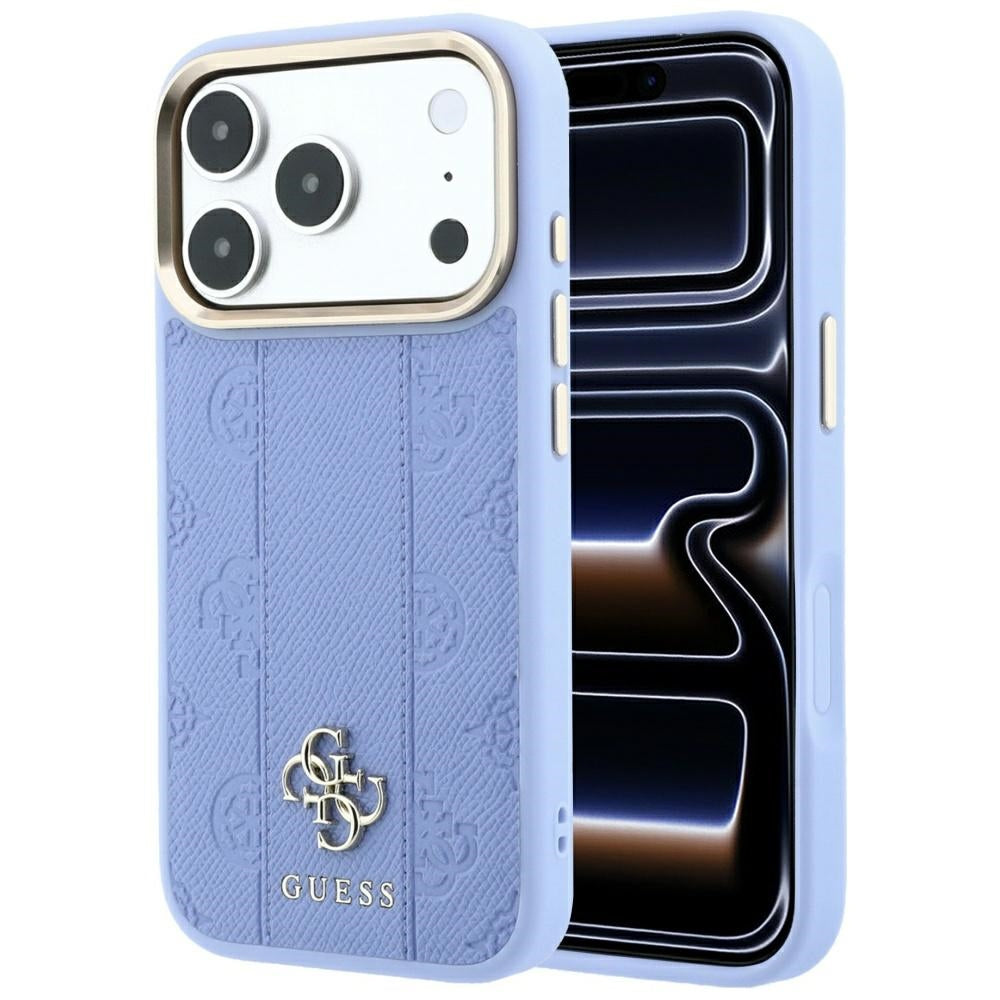 Coque MagSafe pour Apple iPhone 18 Pro Max / 17 Pro Max, Guess, Stripe Peony 4G, Bleu