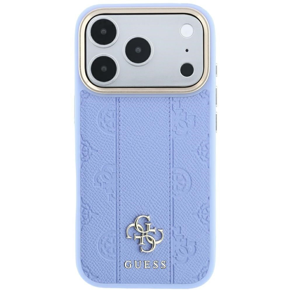 Coque MagSafe pour Apple iPhone 18 Pro Max / 17 Pro Max, Guess, Stripe Peony 4G, Bleu