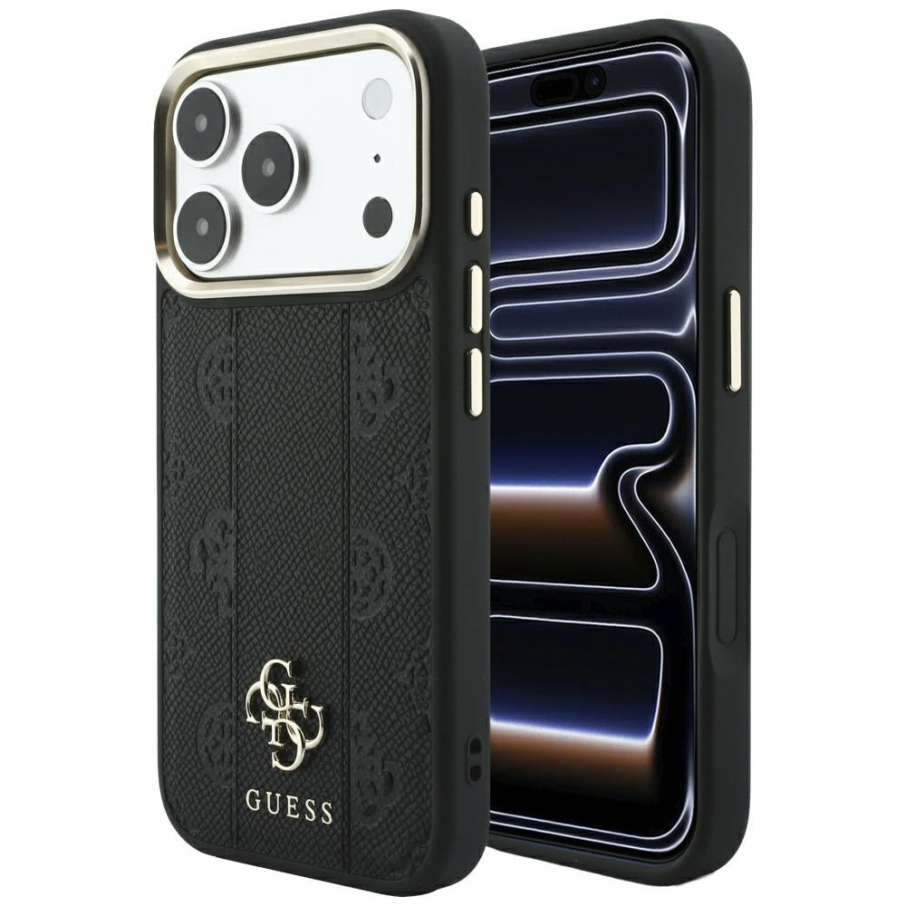 Coque MagSafe pour Apple iPhone 18 Pro Max / 17 Pro Max, Guess, Stripe Peony 4G, Noire