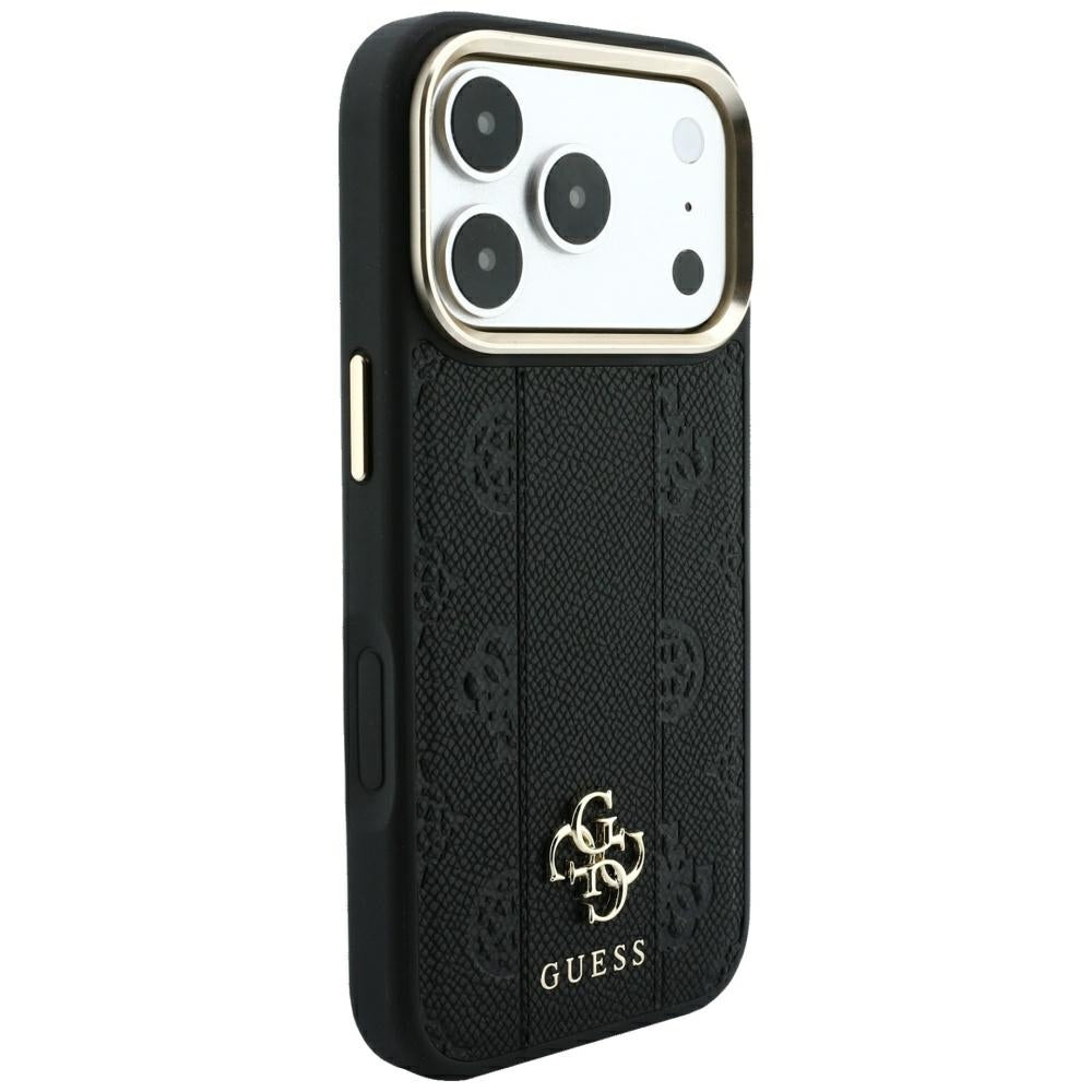Coque MagSafe pour Apple iPhone 18 Pro Max / 17 Pro Max, Guess, Stripe Peony 4G, Noire