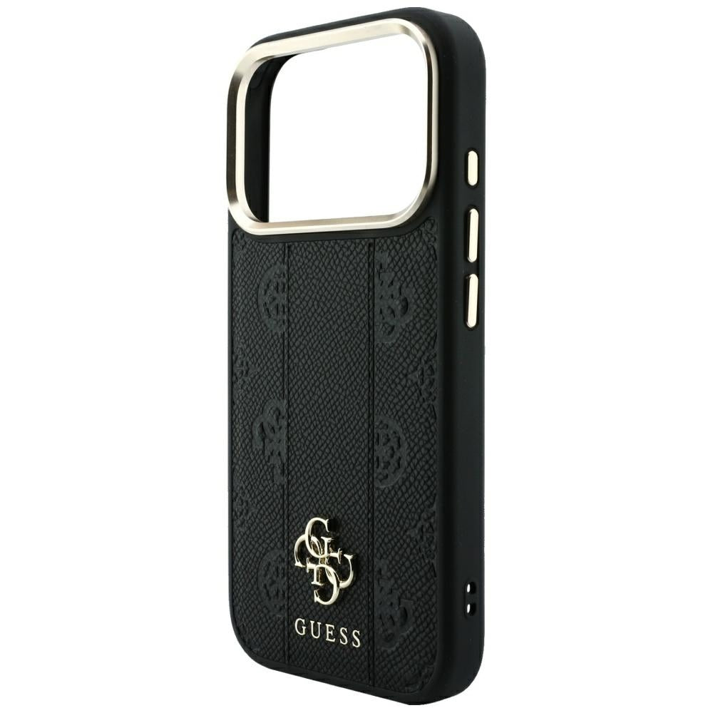 Coque MagSafe pour Apple iPhone 18 Pro Max / 17 Pro Max, Guess, Stripe Peony 4G, Noire