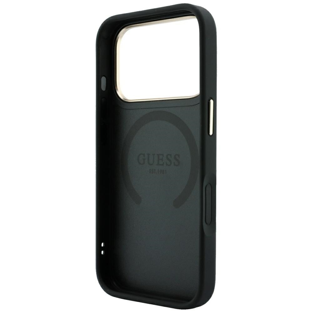 Coque MagSafe pour Apple iPhone 18 Pro Max / 17 Pro Max, Guess, Stripe Peony 4G, Noire