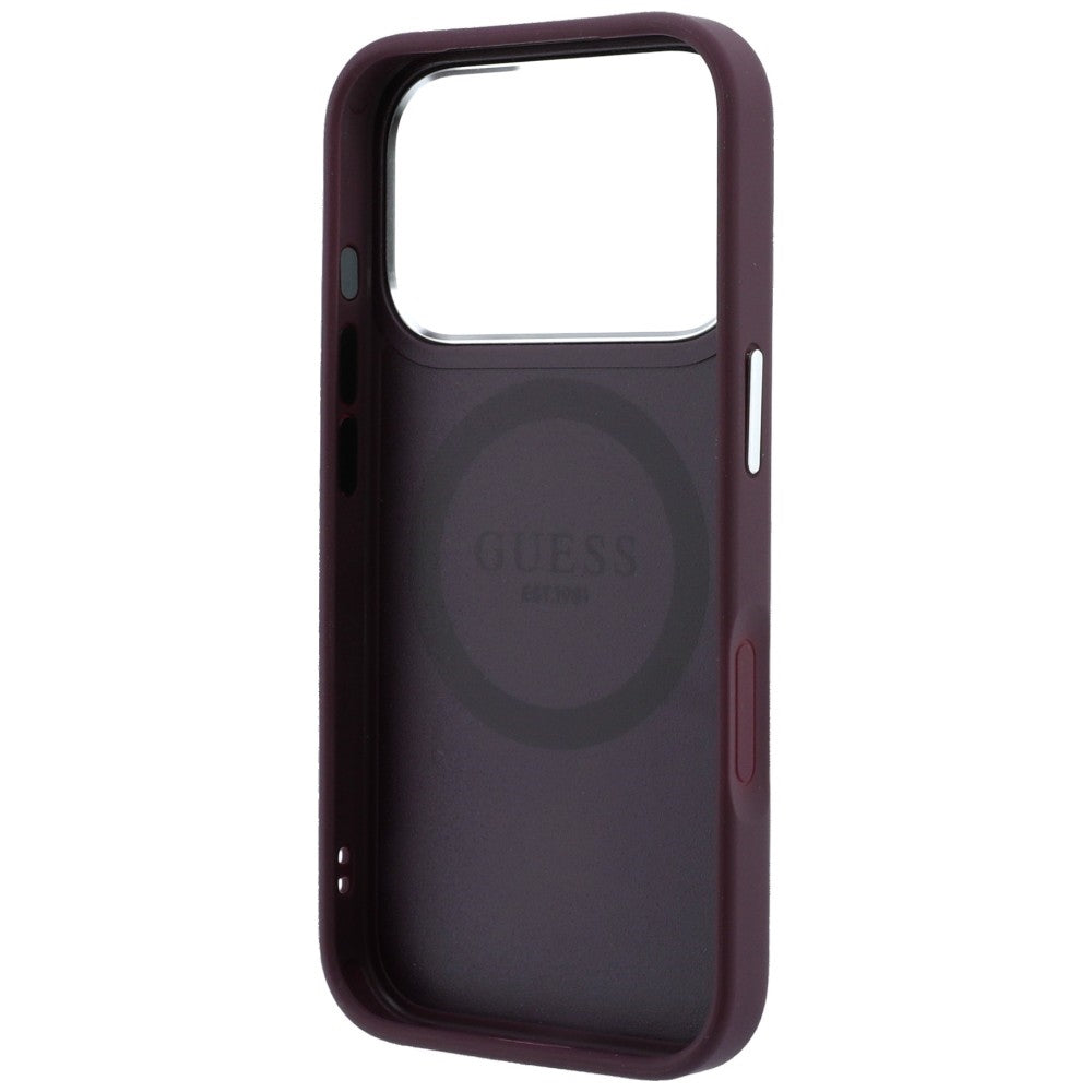 Coque MagSafe pour Apple iPhone 18 Pro Max / 17 Pro Max, Guess, logo triangulaire, bordeaux