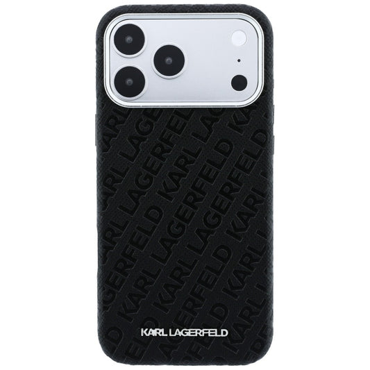 Coque MagSafe pour Apple iPhone 18 Pro Max / 17 Pro Max, Karl Lagerfeld, Logo Métal Grainé, Noire