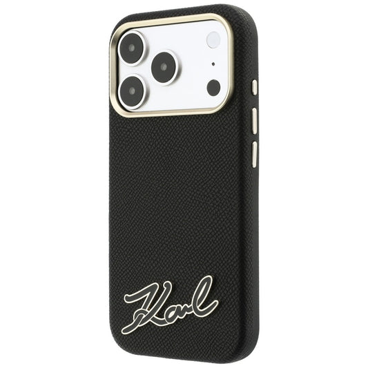 Coque MagSafe pour Apple iPhone 18 Pro Max / 17 Pro Max, Karl Lagerfeld, logo en résine grainée, noire