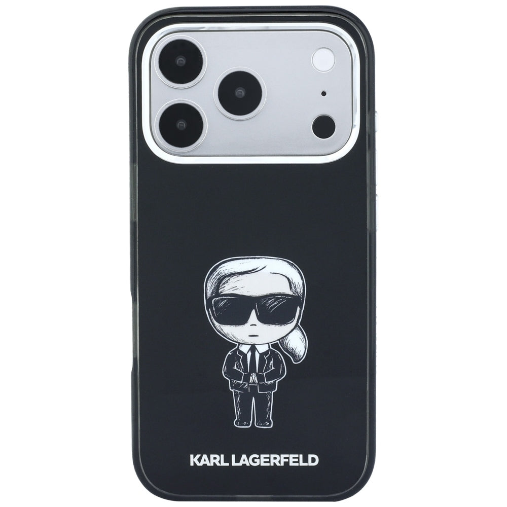 Coque MagSafe pour Apple iPhone 18 Pro Max / 17 Pro Max, Karl Lagerfeld, IML Ikonik Sketch Print, Noire