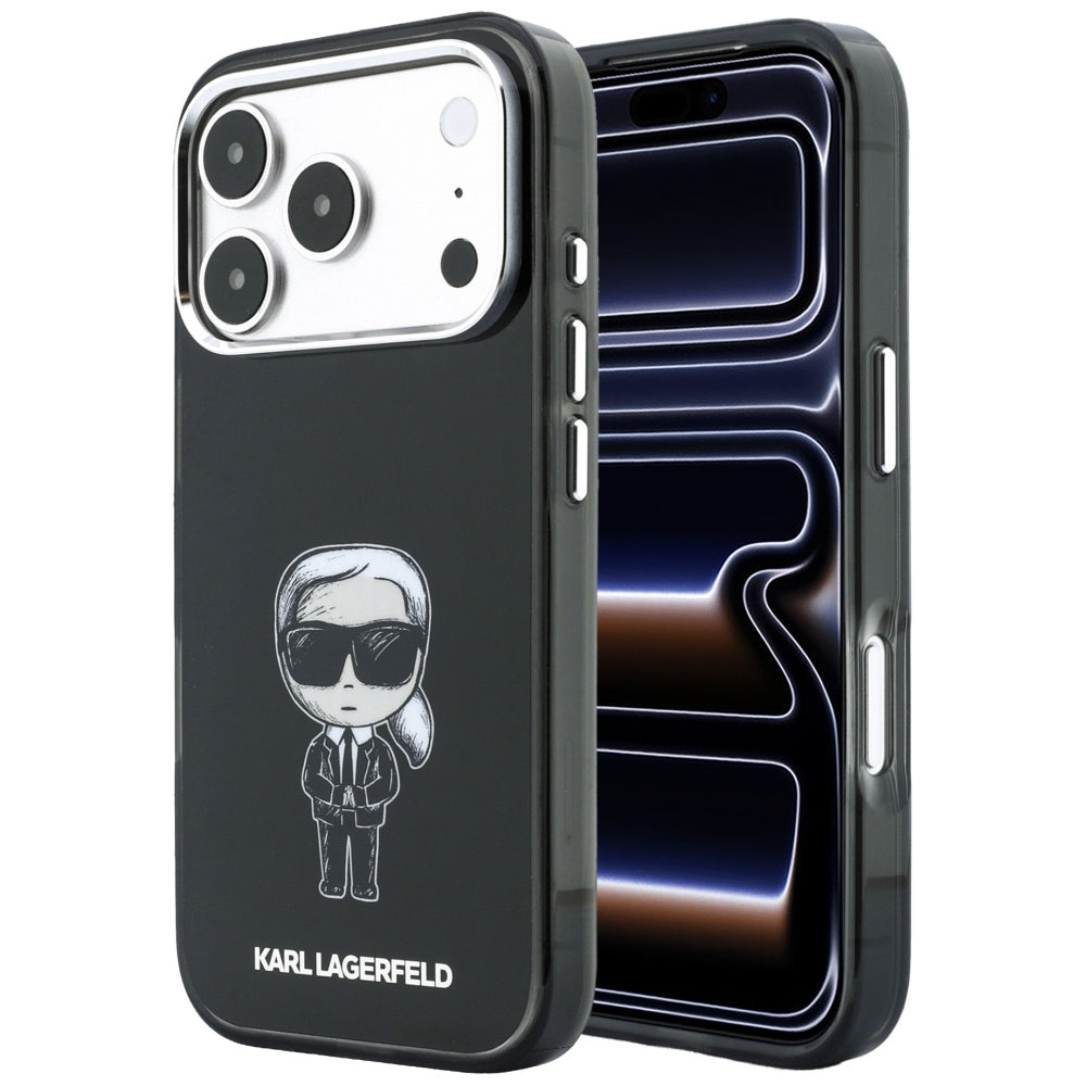 Coque MagSafe pour Apple iPhone 18 Pro Max / 17 Pro Max, Karl Lagerfeld, IML Ikonik Sketch Print, Noire