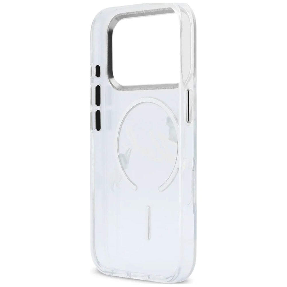 Coque MagSafe pour Apple iPhone 18 Pro Max / 17 Pro Max, Karl Lagerfeld, IML Choupette Karl Script Logo, Transparente