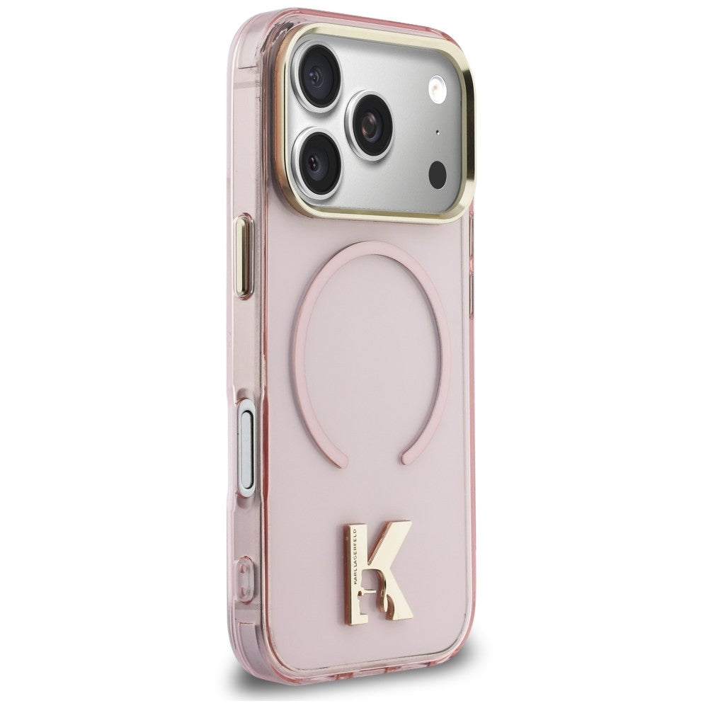 Coque MagSafe pour Apple iPhone 18 Pro Max / 17 Pro Max, Karl Lagerfeld, logo IML Karl Head, rose