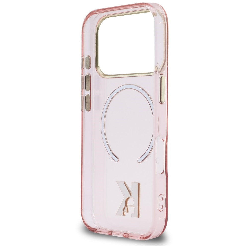 Coque MagSafe pour Apple iPhone 18 Pro Max / 17 Pro Max, Karl Lagerfeld, logo IML Karl Head, rose