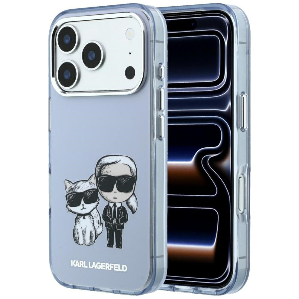 Coque MagSafe pour Apple iPhone 18 Pro Max / 17 Pro Max, Karl Lagerfeld, IML KC Bodies Sketch Print, Bleue