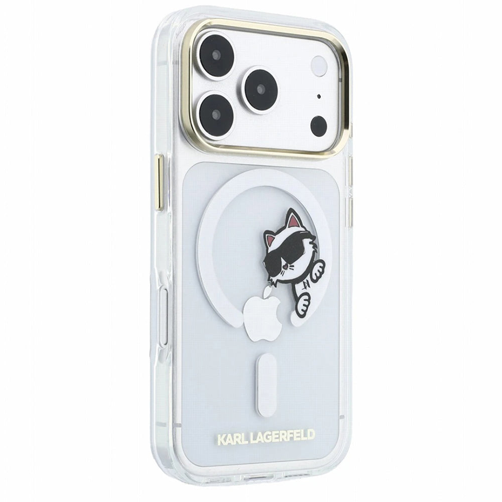 Coque MagSafe pour Apple iPhone 18 Pro Max / 17 Pro Max, Karl Lagerfeld, IML Peekaboo Print et Cadre Métallique, Transparente