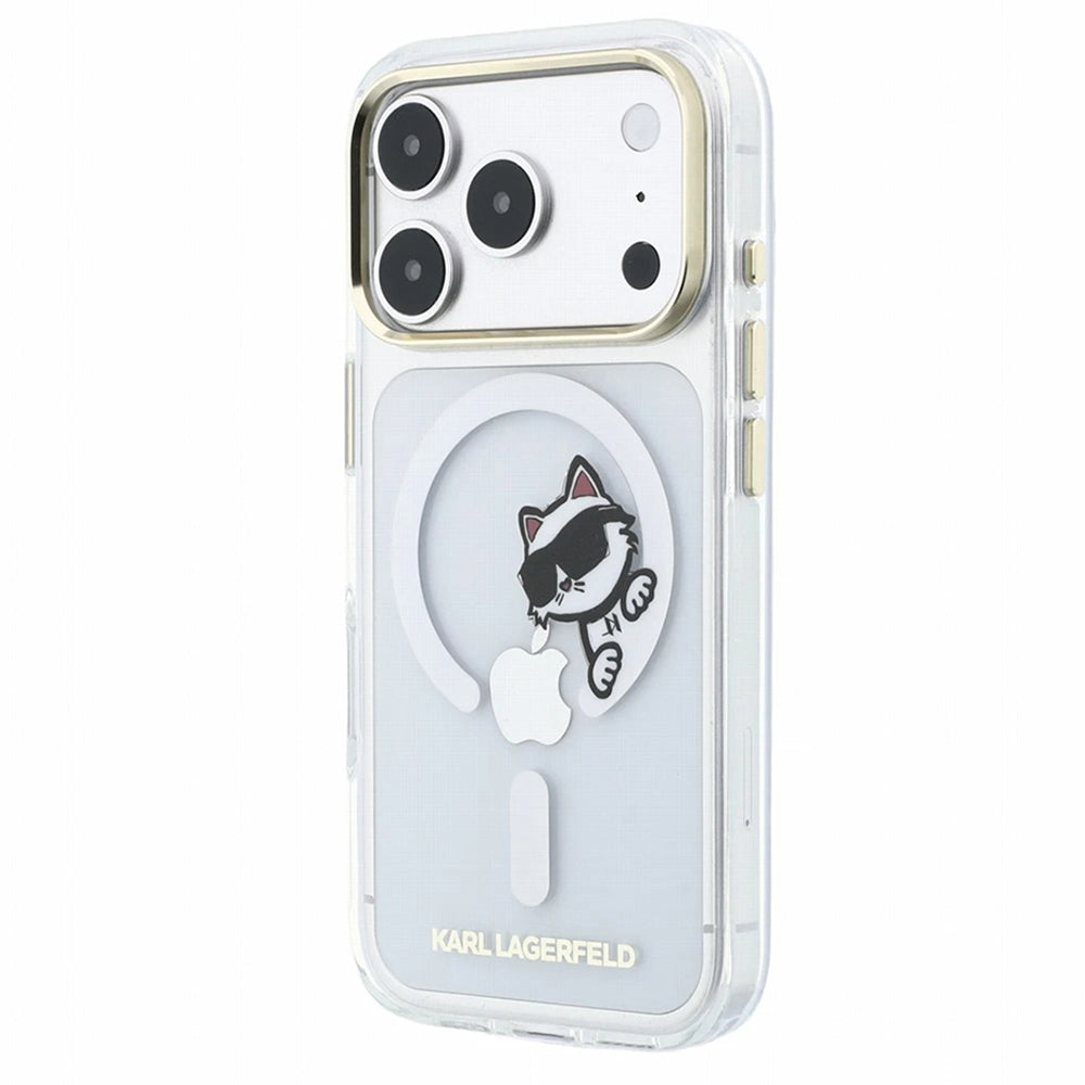 Coque MagSafe pour Apple iPhone 18 Pro Max / 17 Pro Max, Karl Lagerfeld, IML Peekaboo Print et Cadre Métallique, Transparente