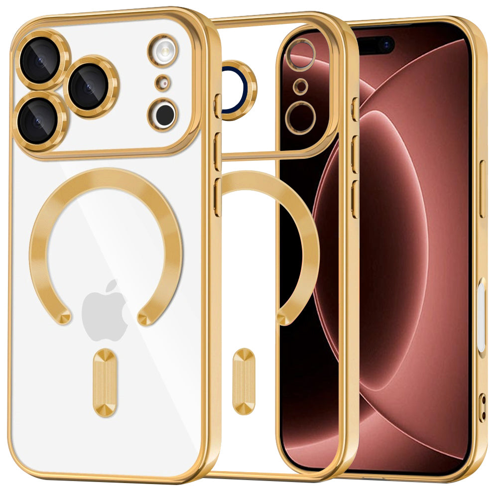Coque MagSafe pour Apple iPhone 18 Pro Max / 17 Pro Max, Techsuit, Luxury Crystal, Dorée
