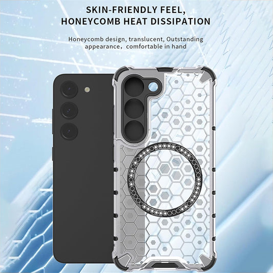 Coque MagSafe pour Honor Magic6 Lite, Techsuit, HoneyComb Shield, Blanche