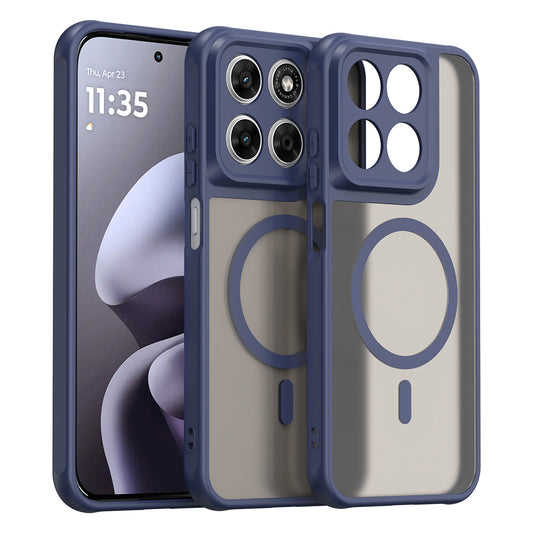 Coque MagSafe pour Motorola Moto G87 / G77 / G67, Techsuit, HaloFrost II, Bleu marine