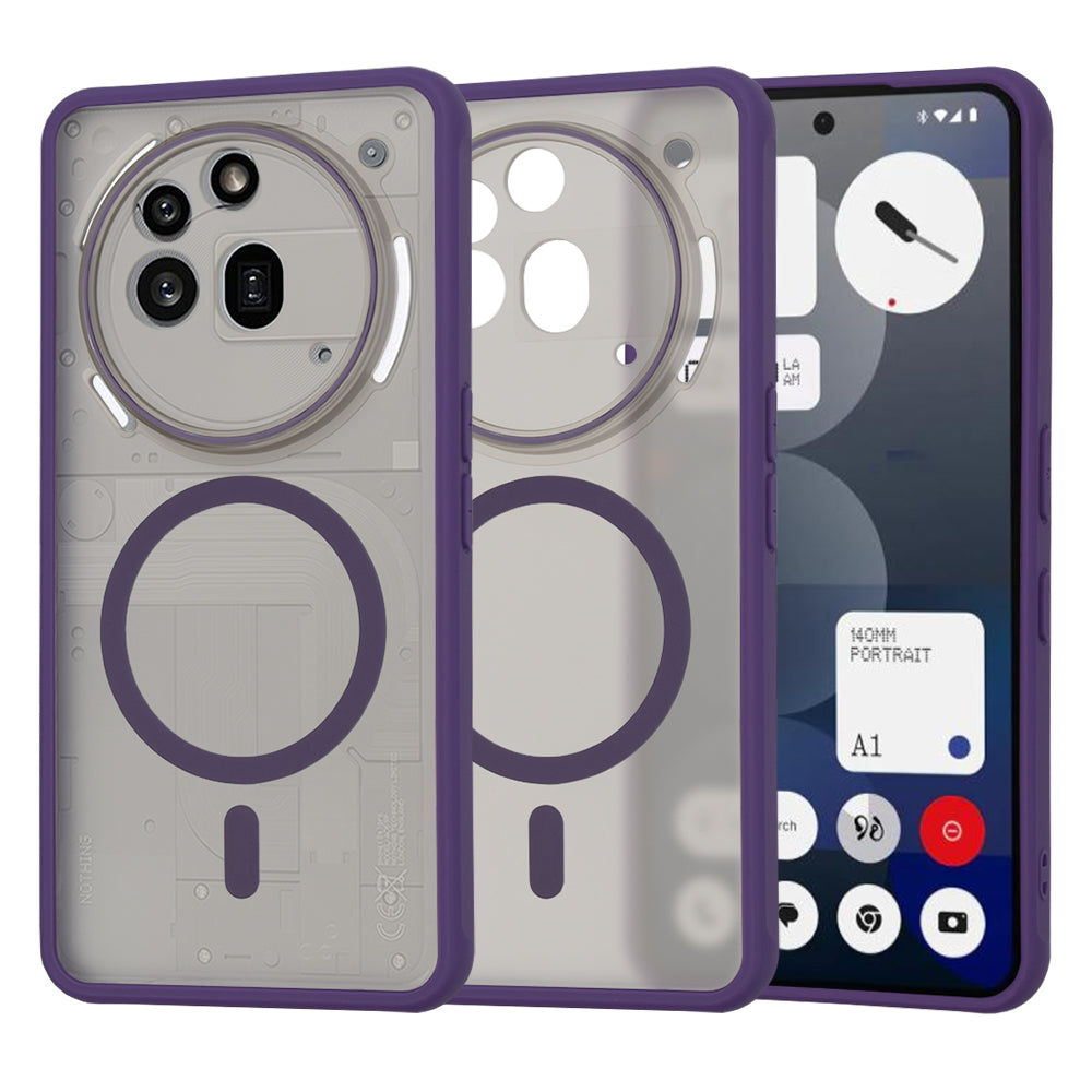 Coque MagSafe pour Nothing Phone (3a) Pro, Techsuit, HaloFrost, Violet Foncé