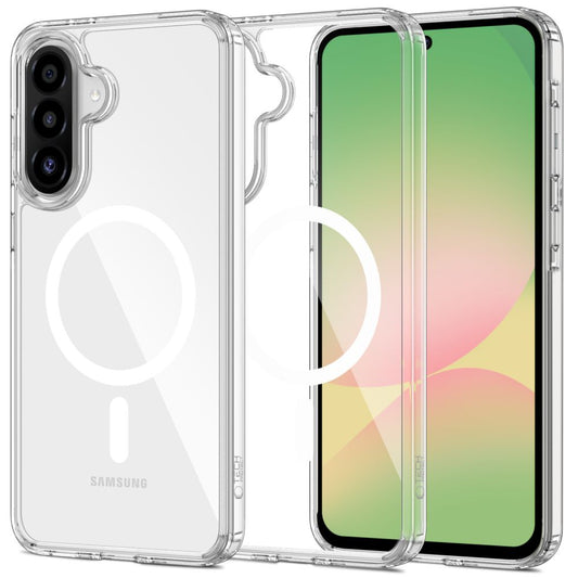 Étui MagSafe pour Samsung Galaxy A56 A566, Tech-Protect, Flexair Hybrid, Transparent