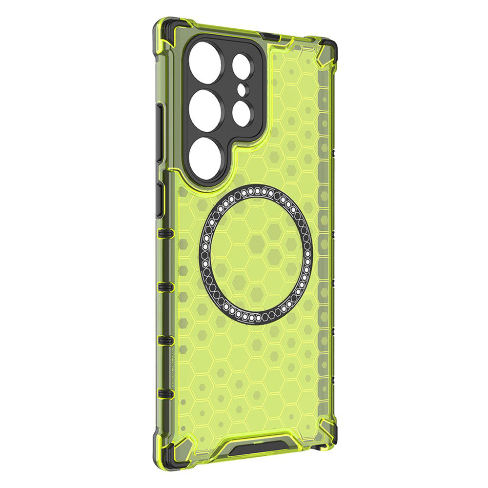 Coque MagSafe pour Samsung Galaxy S25 Ultra S938, Techsuit, HoneyComb Shield, Vert