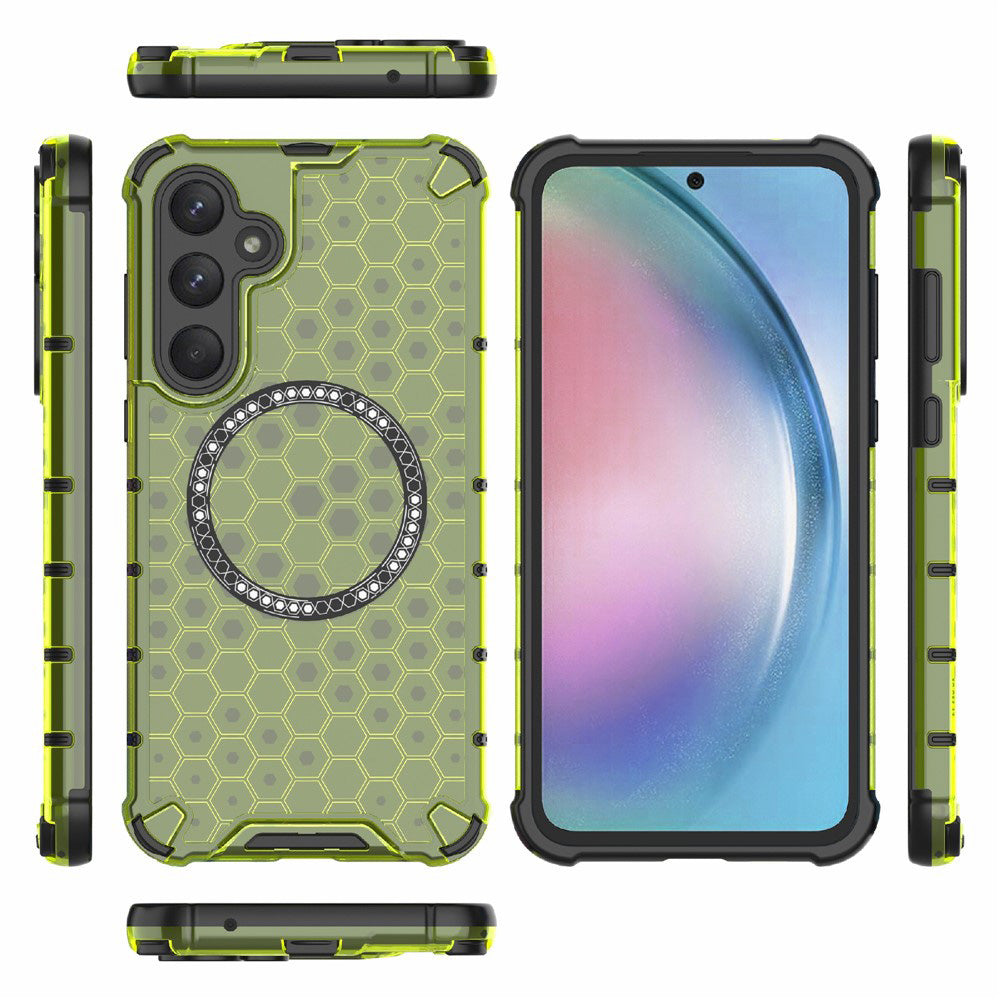 Coque MagSafe pour Samsung Galaxy S25 S931, Techsuit, HoneyComb Shield, Vert
