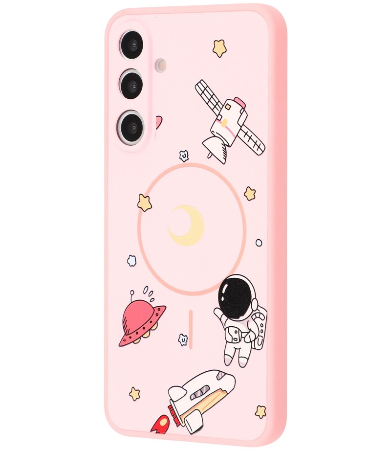 Coque MagSafe pour Samsung Galaxy A16 5G A166 / A16 4G A165, OEM, Astronaute Cartoon, Rose