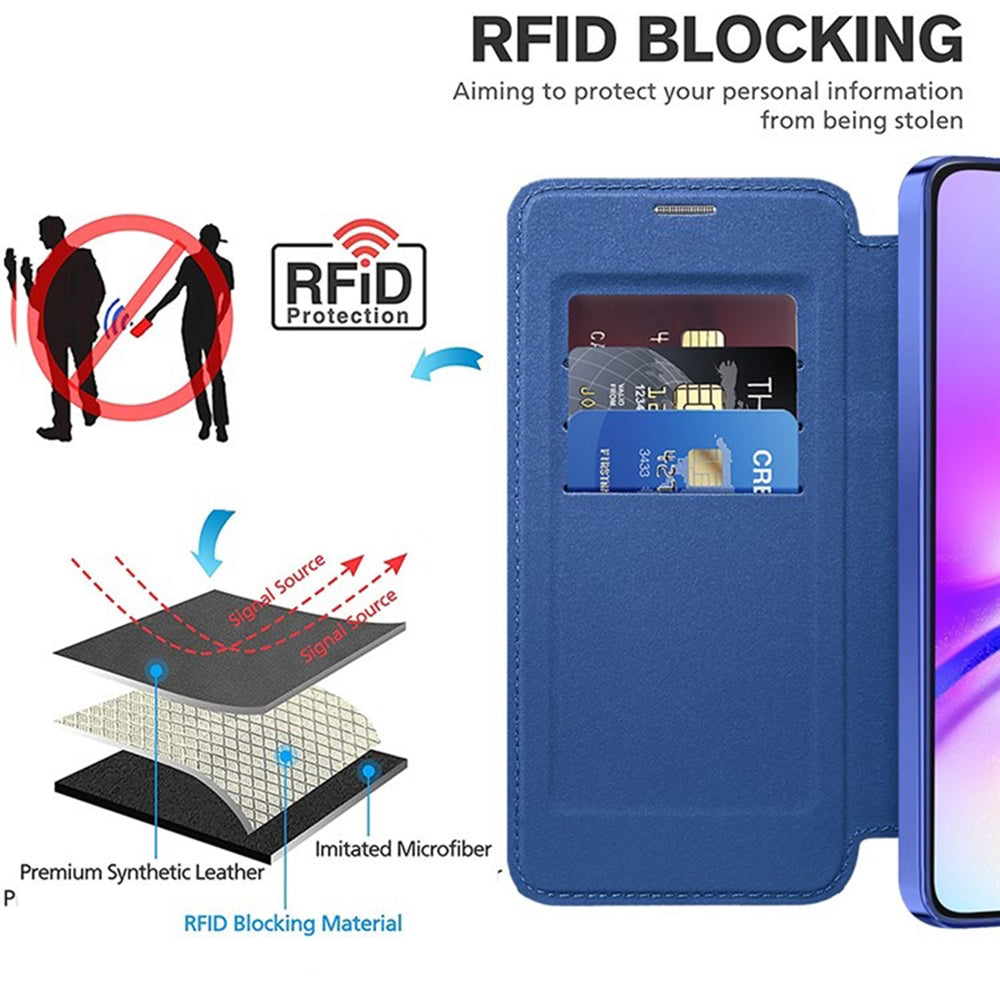Coque MagSafe pour Samsung Galaxy A05 A055, Techsuit, SmartMag Book, Bleue