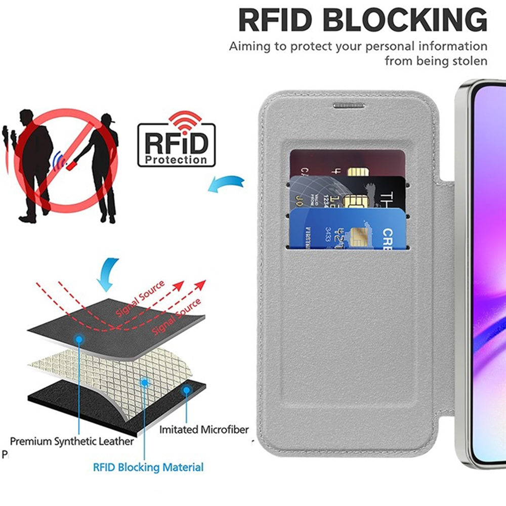 Coque MagSafe pour Samsung Galaxy A05 A055, Techsuit, SmartMag Book, Gris