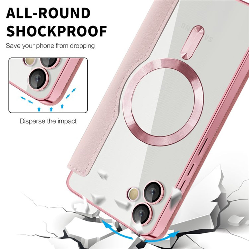 Coque MagSafe pour Samsung Galaxy A05 A055, Techsuit, SmartMag Book, Rose