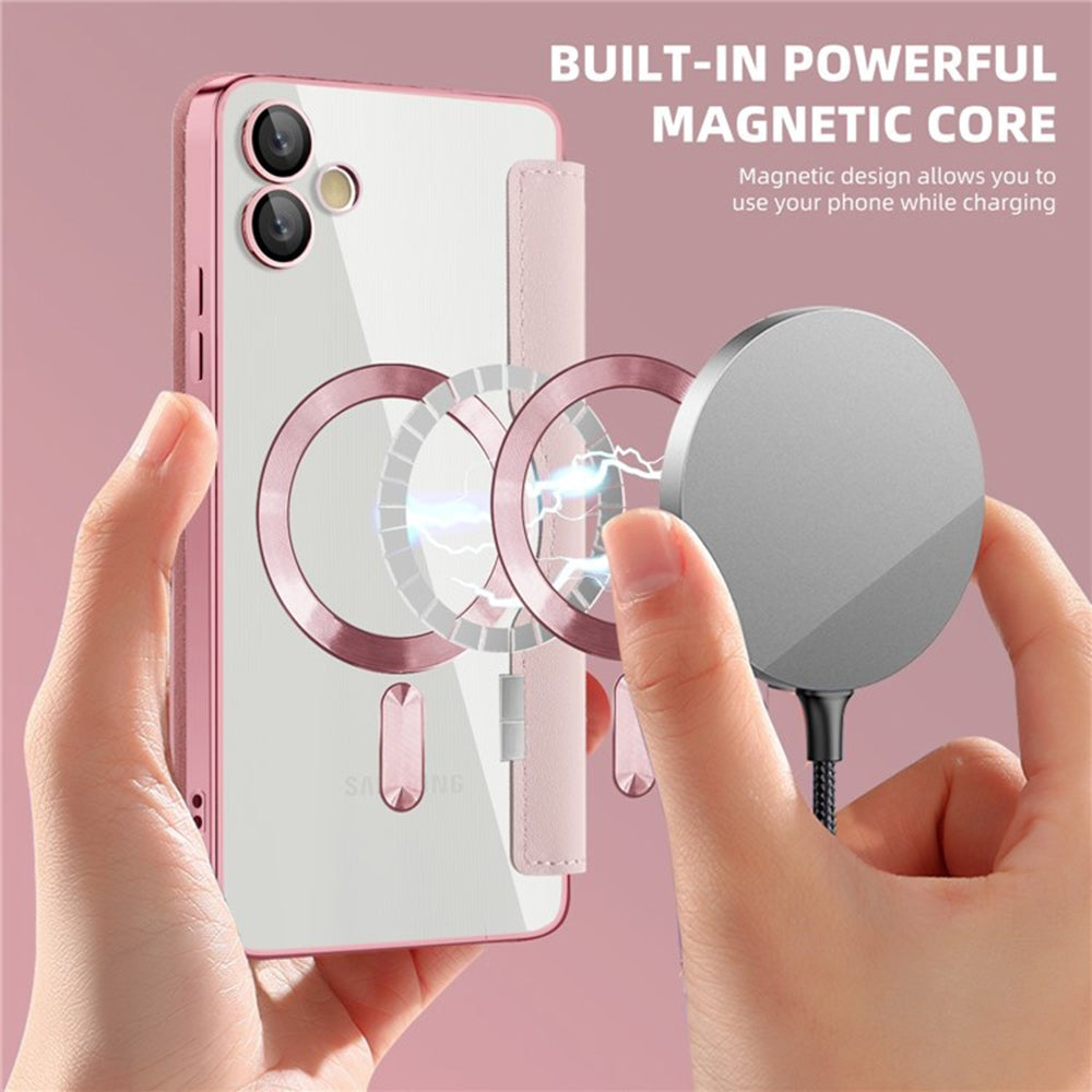Coque MagSafe pour Samsung Galaxy A05 A055, Techsuit, SmartMag Book, Rose